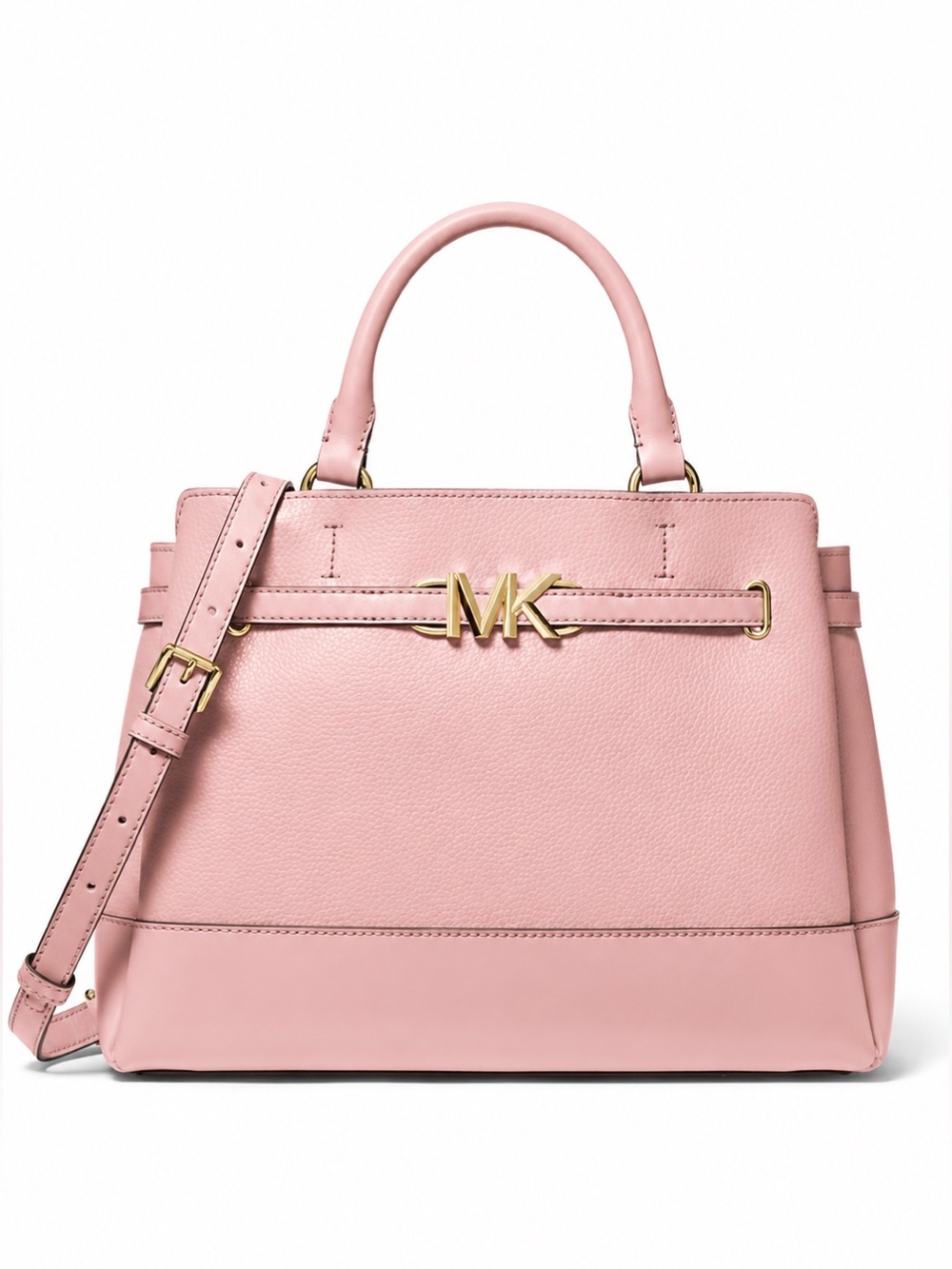 NWT | MICHAEL KORS Reed Small Belted Satchel Powder Blush Pink | Gold Hardware